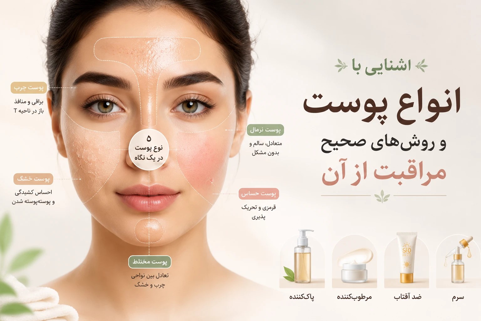 معرفی انواع پوست و بهترین روش مراقبت از آن